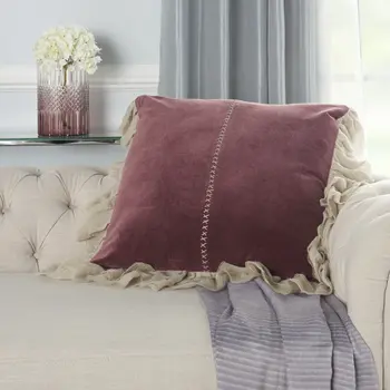 Wide Tasseled Marble Maroon Throw Pillow