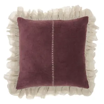 Wide Tasseled Marble Maroon Throw Pillow