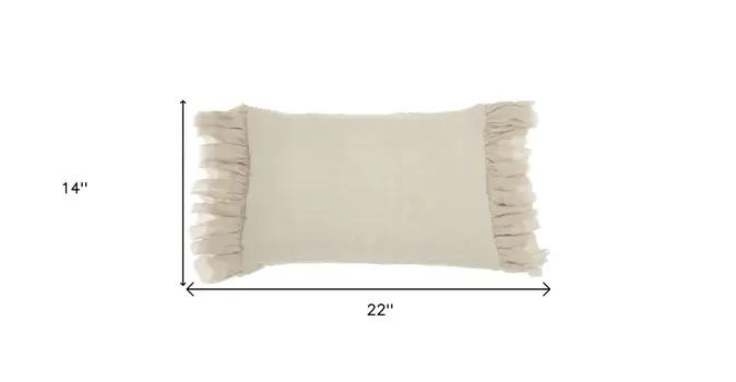 Wide Tasseled Marble Yellow Lumbar Pillow