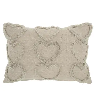 14" X 20" Gray Heart Cotton Throw Pillow
