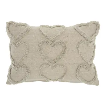 14" X 20" Gray Heart Cotton Throw Pillow
