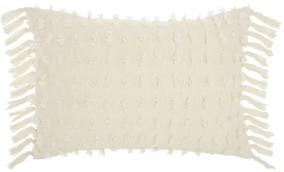 14" X 20" White Cotton Throw Pillow