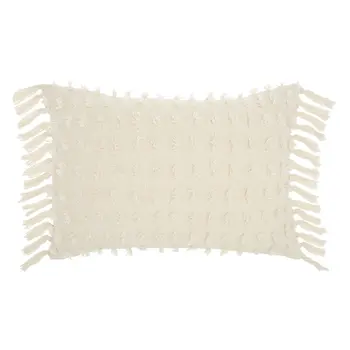 14" X 20" White Cotton Throw Pillow