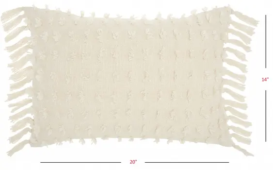 14" X 20" White Cotton Throw Pillow