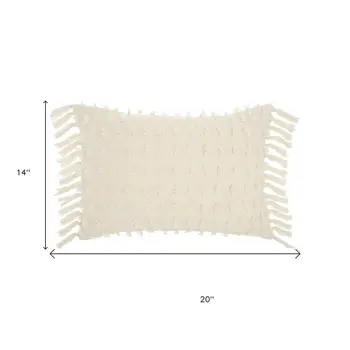 14" X 20" White Cotton Throw Pillow