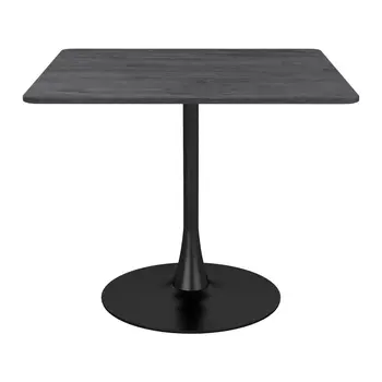 35" Black Square Steel Pedestal Base Dining Table