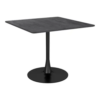 35" Black Square Steel Pedestal Base Dining Table