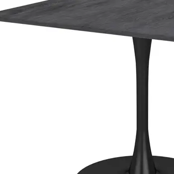 35" Black Square Steel Pedestal Base Dining Table