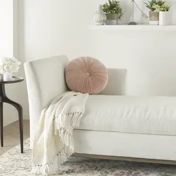 16" X 16" Light Pink Round Velvet