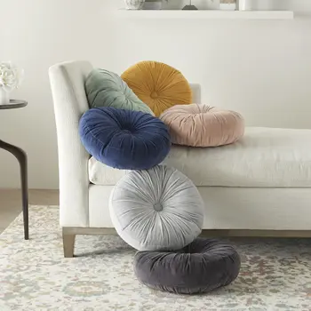 16" X 16" Light Gray Round Velvet