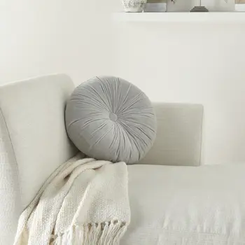 16" X 16" Light Gray Round Velvet