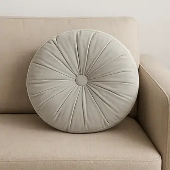 16" X 16" Light Gray Round Velvet