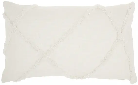 White Abstract  Shaggy Detail Lumbar Pillow
