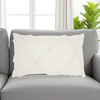 White Abstract  Shaggy Detail Lumbar Pillow