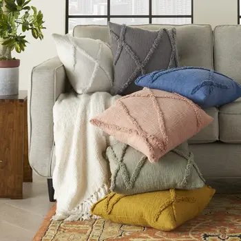 Boho Chic White Textured Lines Throw Pillow