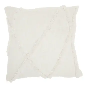Boho Chic White Textured Lines Throw Pillow