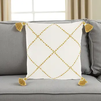 Boho Mustard Cotton Accent Throw Pillow