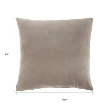 Taupe Soft Velvet Accent Throw Pillow