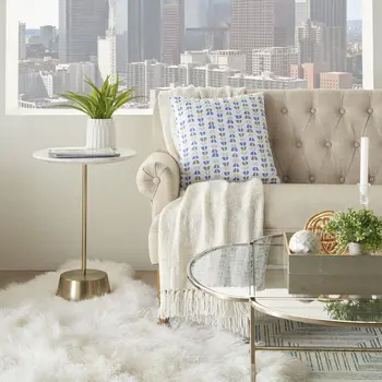 Blue And Taupe Geo Lines Throw Pillow
