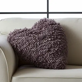 Heart Shaped Lavendar Shag Accent Pillow