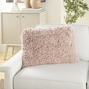 14" X 20" Mauve Knubby Plush Throw Pillow
