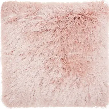 Fluffy Rose Pink Shag Accent Throw Pillow