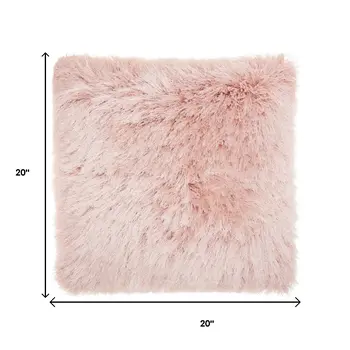 Fluffy Rose Pink Shag Accent Throw Pillow
