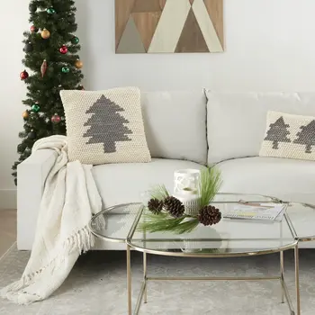 14" X 20" Beige Throw Pillow