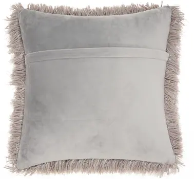 20" Light Gray Shag Accent Throw Pillow