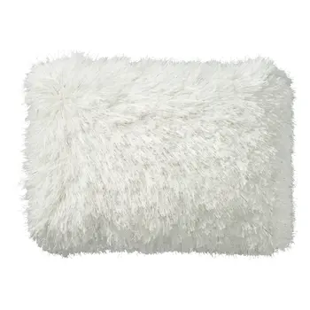 14" X 20" White Super Shaggy Throw Pillow