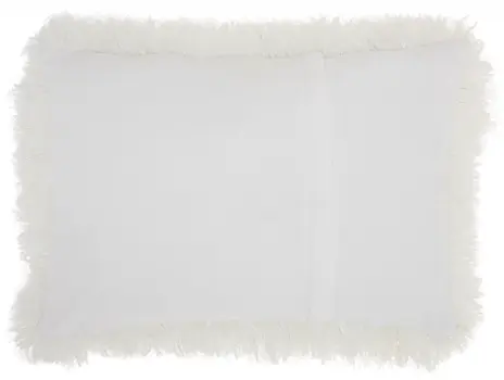 14" X 20" White Super Shaggy Throw Pillow