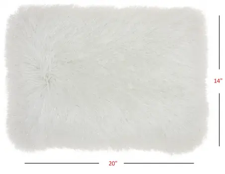 14" X 20" White Super Shaggy Throw Pillow