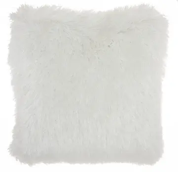 20" Plush White Shag Accent Throw Pillow