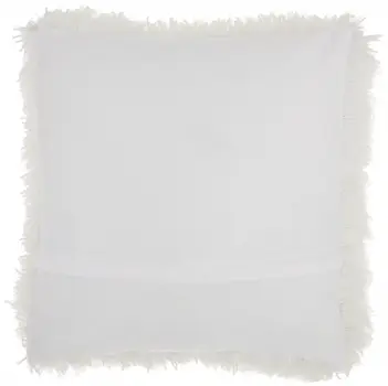20" Plush White Shag Accent Throw Pillow