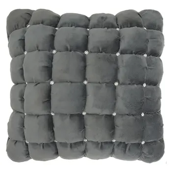 20" Dark Gray With Bling Quilted Velvet Throw Pillow