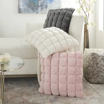 20" Dark Gray With Bling Quilted Velvet Throw Pillow