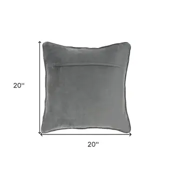 20" Dark Gray With Bling Quilted Velvet Throw Pillow