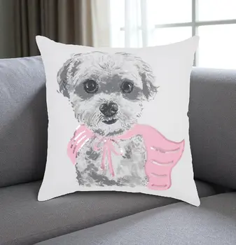18" Pink and White Cotton Throw Pillow