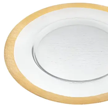 13" Clear And Gold Glass Charger Plate