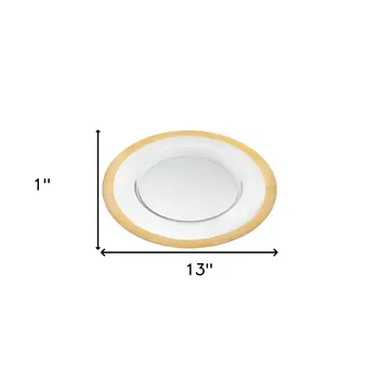 13" Clear And Gold Glass Charger Plate