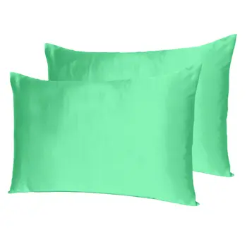 Green Dreamy Set Of 2 Silky Satin King Pillowcases