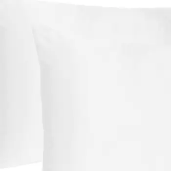 Set Of Two White Silky Satin Standard Pillowcases