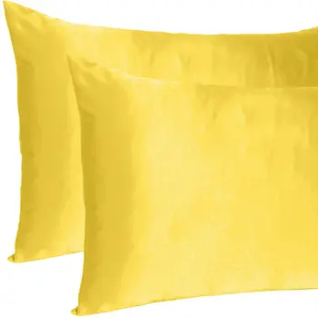 Lemon Dreamy Set Of 2 Silky Satin Standard Pillowcases