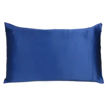Navy Blue Dreamy Set Of 2 Silky Satin Queen Pillowcases