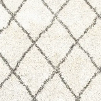 2' X 3' Ivory And Gray Geometric Lattice Scatter Rug