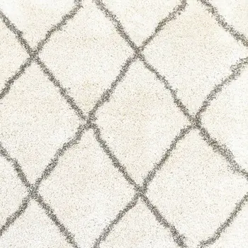 2' X 3' Ivory And Gray Geometric Lattice Scatter Rug