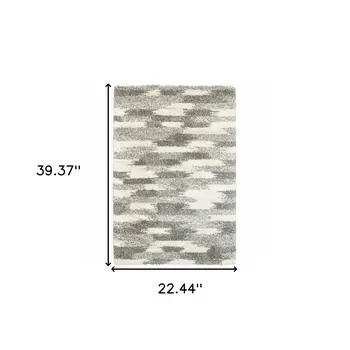 2' X 3' Gray And Ivory Geometric Pattern Scatter Rug