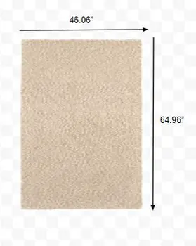 3' X 5' Beige Shag Hand Tufted Area Rug
