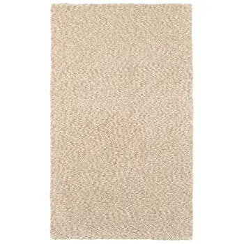 3' X 5' Beige Shag Hand Tufted Area Rug
