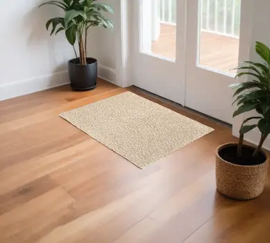 3' X 5' Beige Shag Hand Tufted Area Rug
